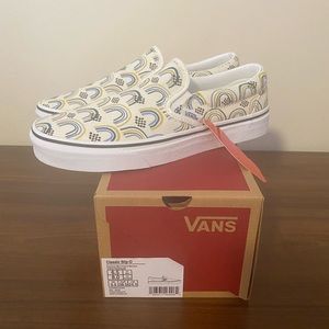 Women’s Size 8 Rainbow Slip On Vans Sneakers, Brand New